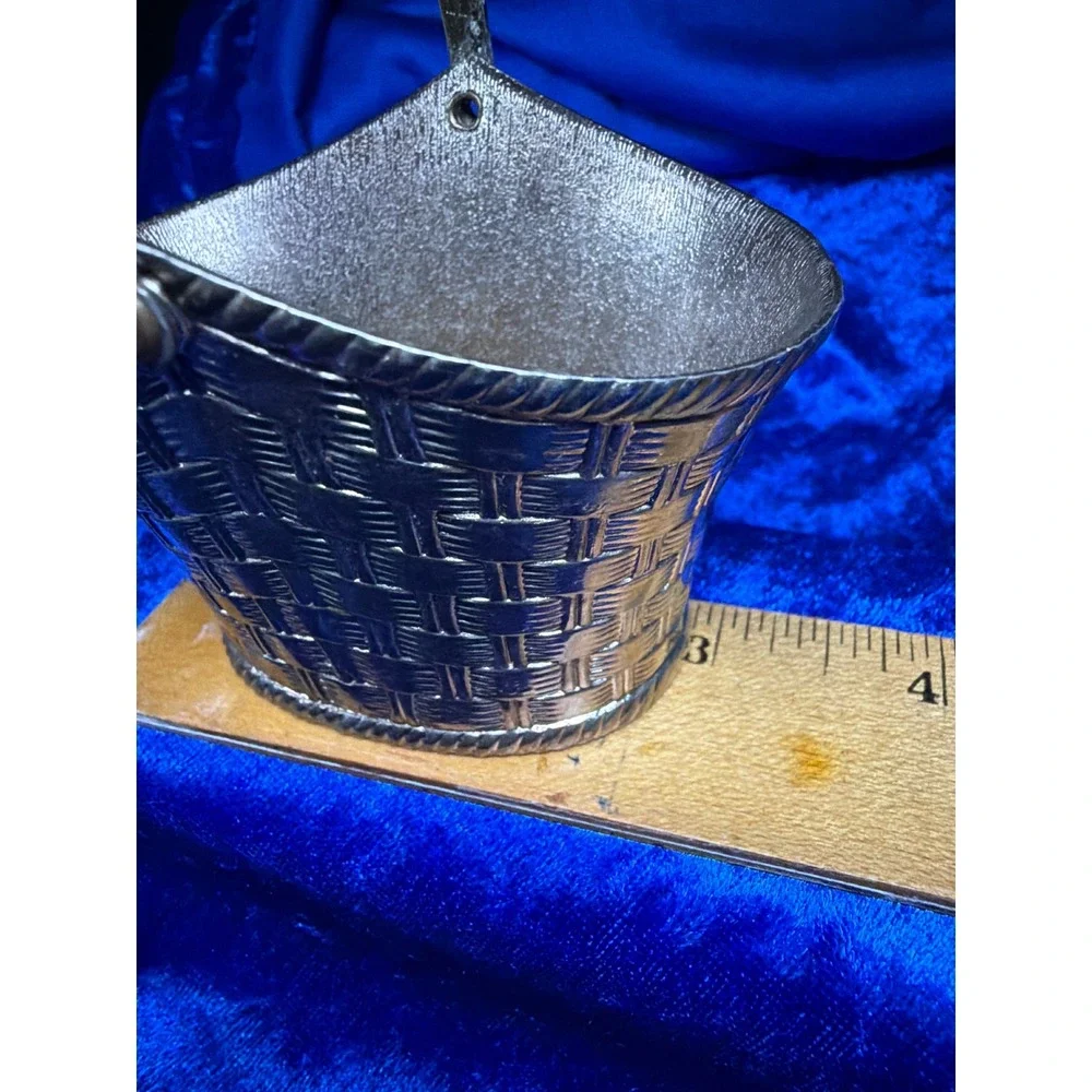 Vintage Silver Plated Miniature Basket Woven Trinket Dish Made in Japan 4 Inch‎